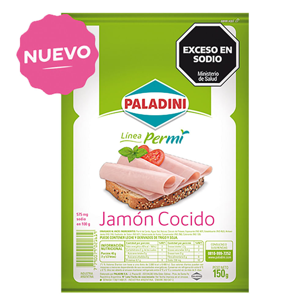 Jamon Cocido Feteado Bajo En Sodio Paladini 150g - Masonline - Más Online