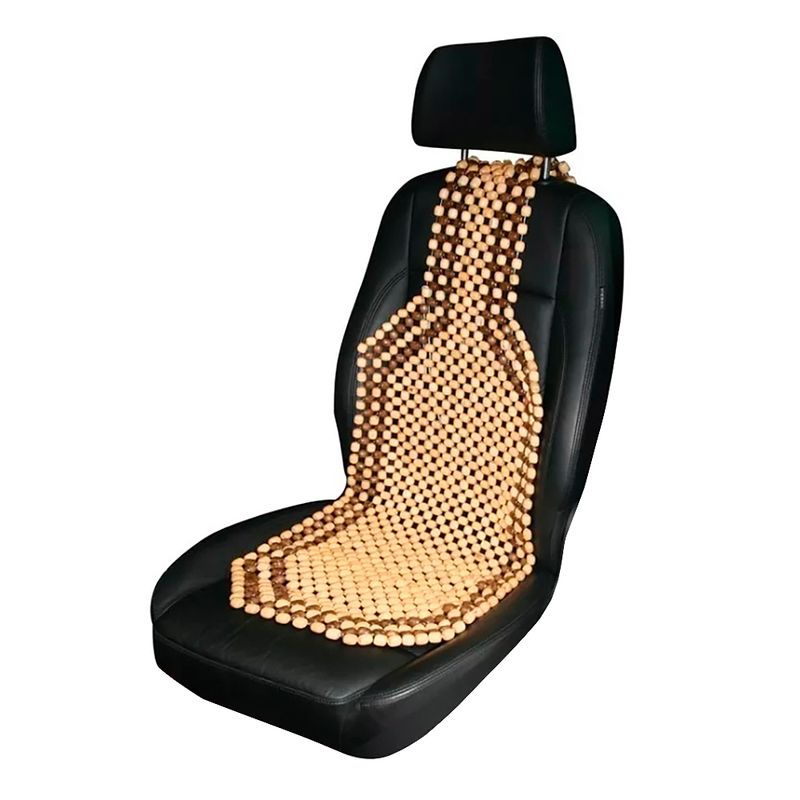 🔥RESPALDAR ANTISTRES PARA ASIENTO DE AUTO BOLITAS DE MADERA