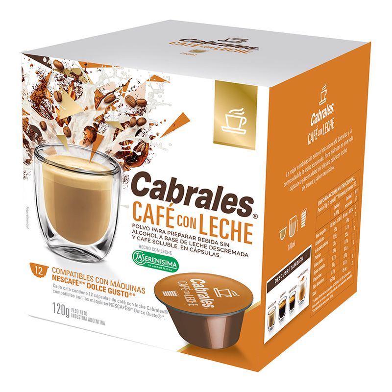 Capsula De Café Con Leche Cabrales Compatible Con Dolce Gusto 12