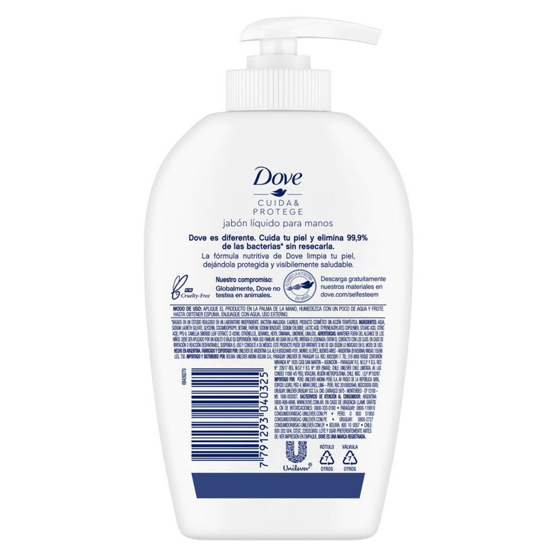 Jabón Líquido Dove Antibacterial Cuida And Protege 250 Ml Masonline Más Online 5849