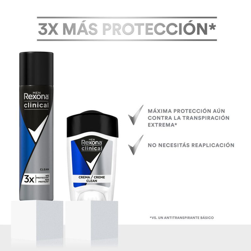 REXONA desodorante CLINICAL antitranspirante en crema para caballero 48 g 