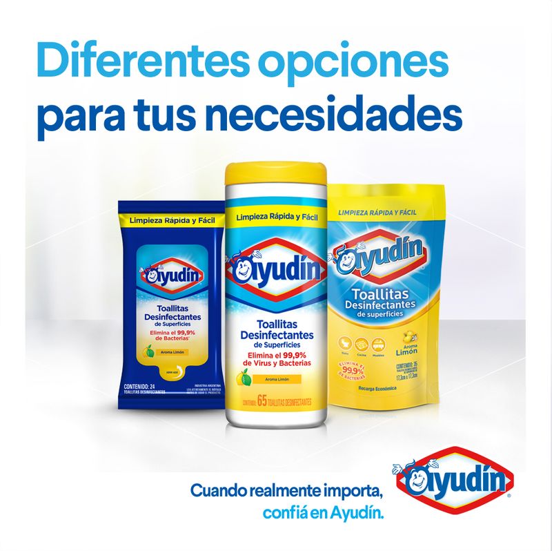 Toallitas Desinfectantes Ayudín Fresco (Doy Pack) 65 Un - Masonline - Más  Online