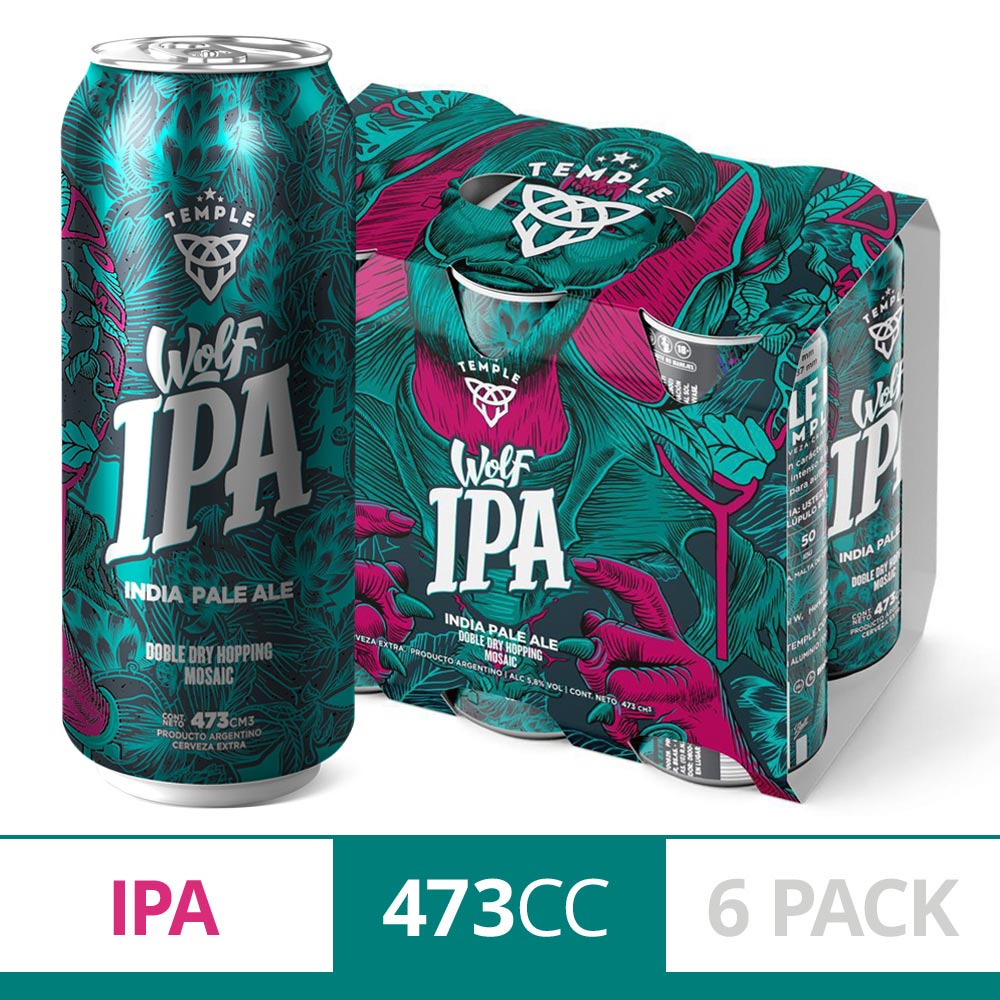 Cerveza Temple Wolf Ipa 473 Cc 6u - Masonline - Más Online