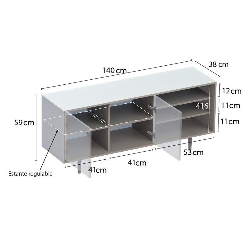 Rack-Tv-140-Cm-Madera-Para-so-Y-Blanco-2-Puertas-Estantes-3-17242