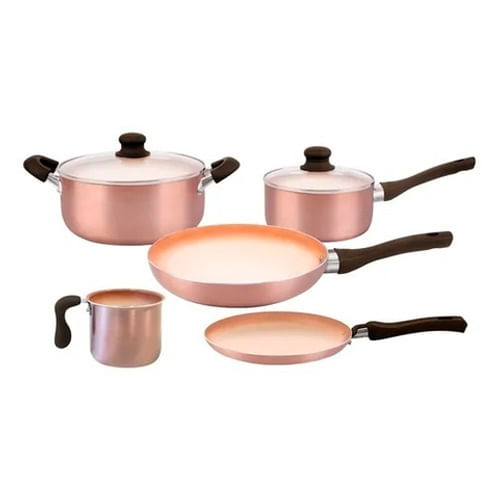 Set De Cocina De Teflón Hudson Cobre Olla Cacerola Y Sartén