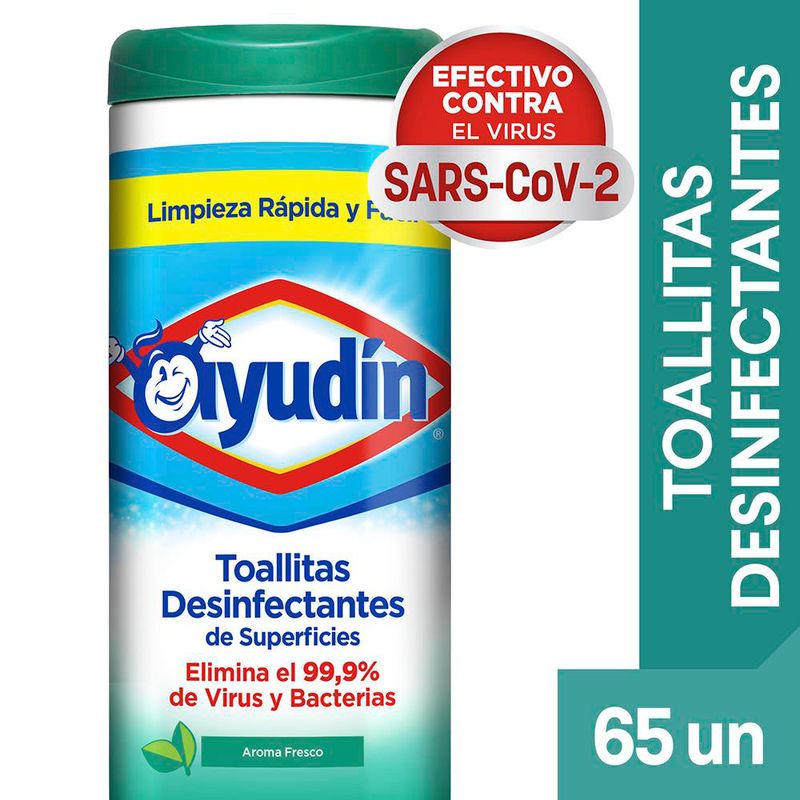 Toallitas Desinfectantes Ayudín Fresco (Doy Pack) 65 Un - Masonline - Más  Online