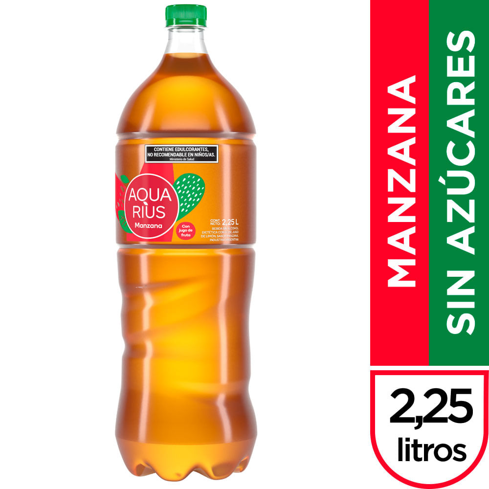 Agua Saborizada Sin Azúcar Sabor Manzana 2.25 Lts Aquarius
