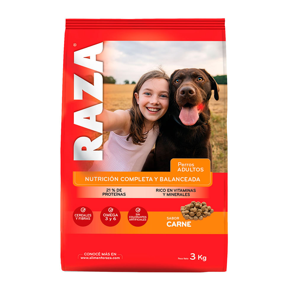 Alimento Para Perros Adultos Raza Sabor Carne 3kg