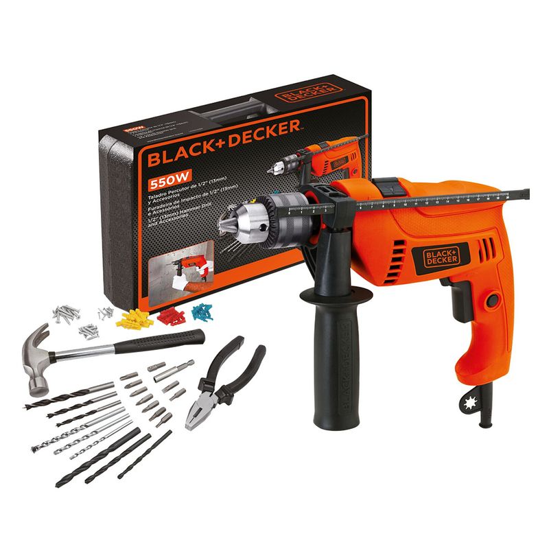 Taladro Eléctrico Black & Decker + Accesorios + Herramientas + Maletín  Hd555k88 Ar - Masonline - Más Online