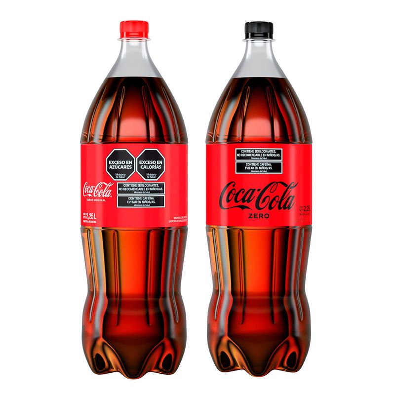 Duo Pack Gaseosa Coca Cola Sabor Original 2.25 L + Gaseosa Coca Zero 2. ...