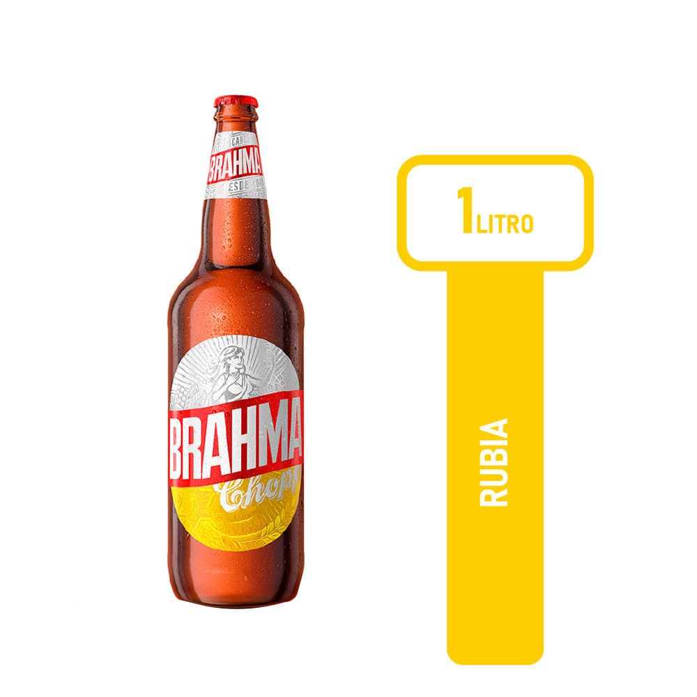 Cerveza rubia Brahma 1 lt