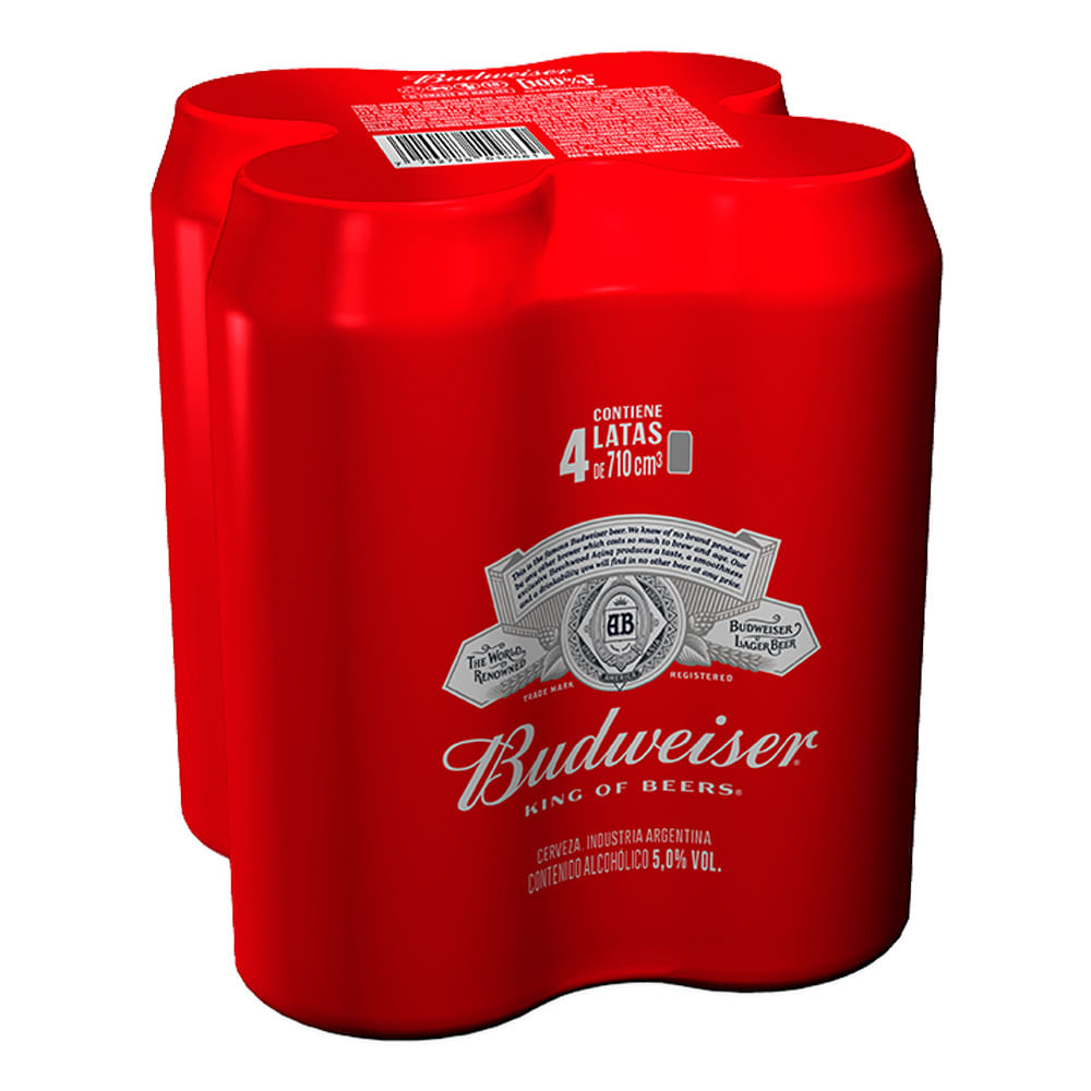 Cerveza Rubia Budweiser 710 Ml 4u - Masonline - Más Online