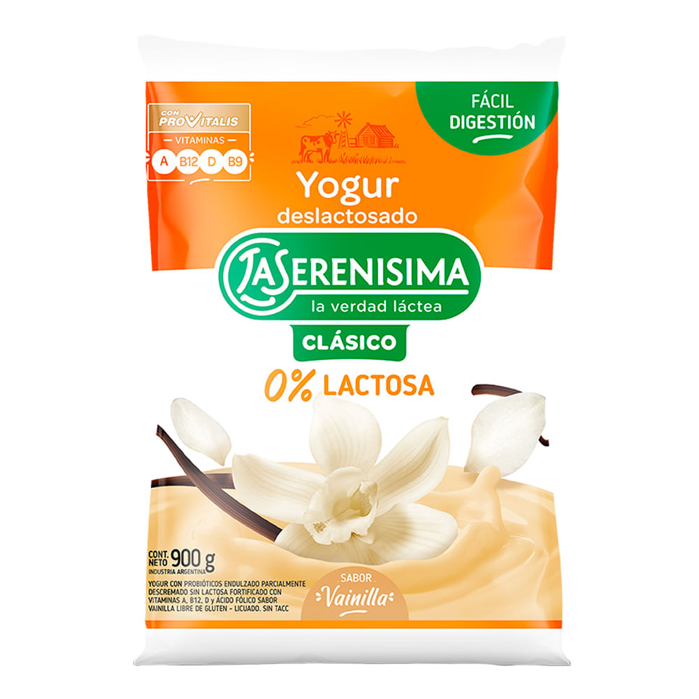 Yogur La Serenisima Sachet Clásico Deslactosado Sabor Vainilla 900 G ...