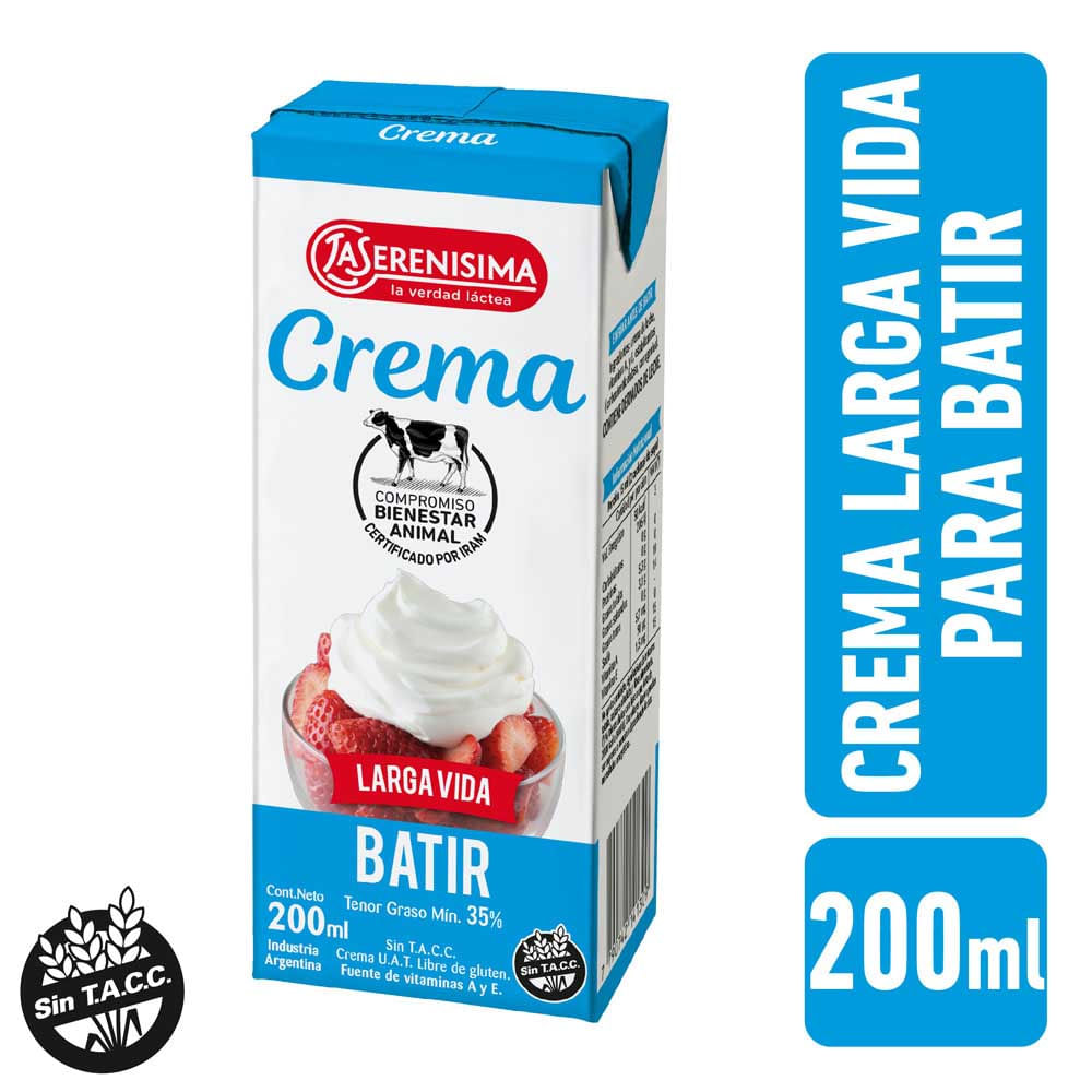 Crema De Leche La Serenisima Uat 200cc Más Online