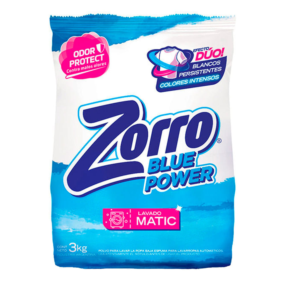 Jabon En Polvo Zorro Blue Power Baja Espuma 3kg - Masonline - Más Online