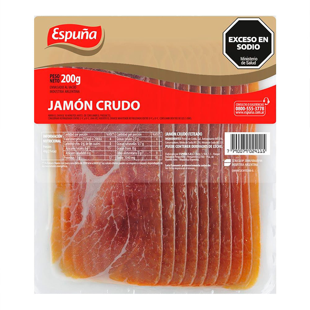 Jamón Crudo Espuña 200 G - Masonline - Más Online