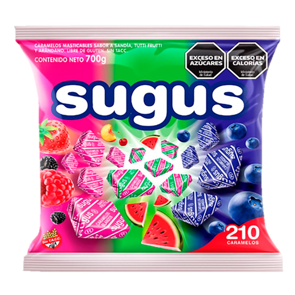 Caramelos Sugus Sabor Sandía, Tutti Frutti Y Arándanos 700 G 210u ...