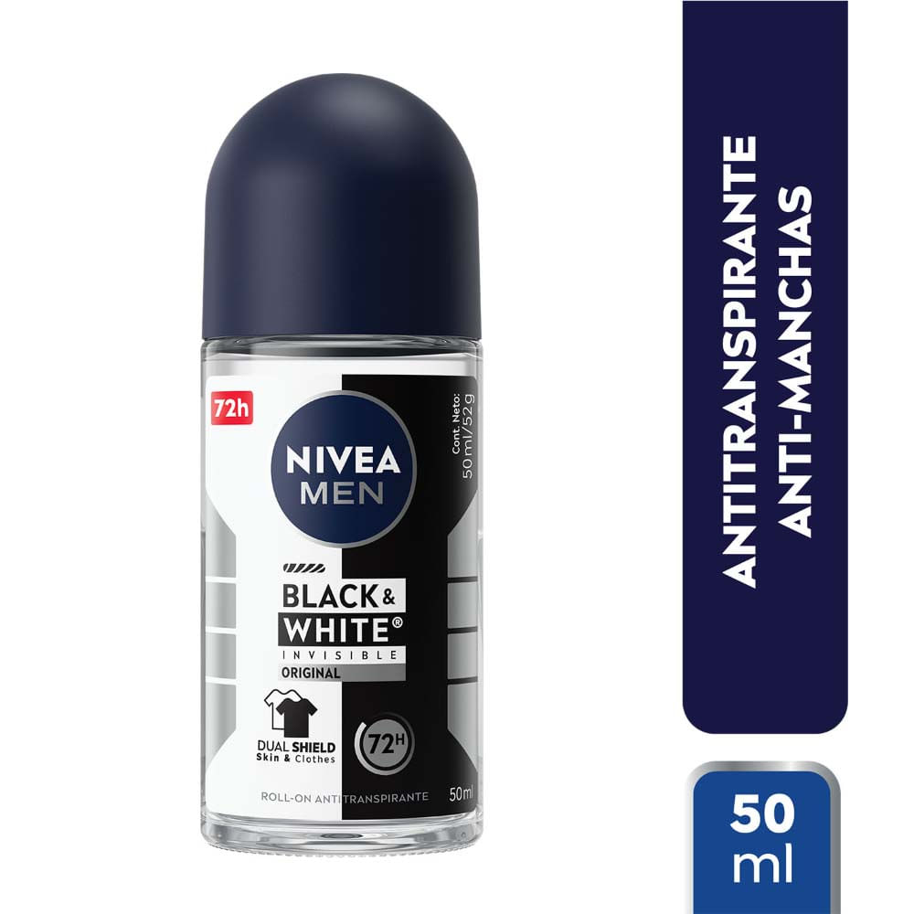 Desodorante antitranspirante Nivea Men Invisible B&W Roll On 50 ml