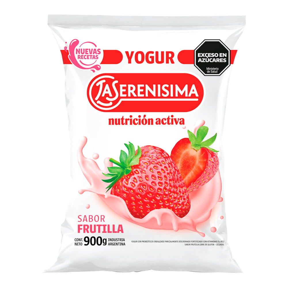Sachet yogur entero sabor frutilla La Serenísima Nutrición Activa 900 grs